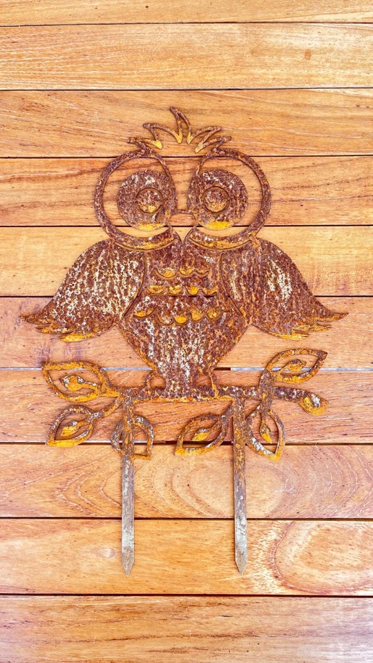Gartenstecker kleine Eule aus Metall, 33 cm hoch, Gartendeko, ostern, Edelrost - Bild 2 von 3