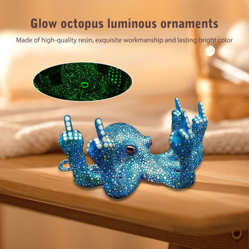 Luminous Marine Octopus Statue Mini Resin Ornaments Home Decor for Study Bedroom - Picture 1 of 20