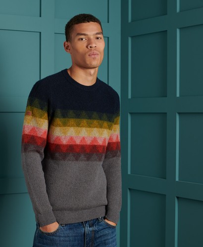 Superdry Mens Harlo Zig Zag Crew Jumper 