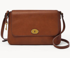 Fossil Gabriella Medium Brown Leather Flap Crossbody SHB3006210 NWT 280 MSRP FS
