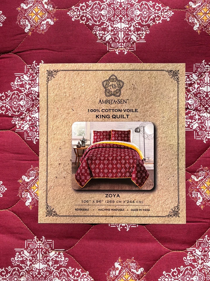 Edredón de algodón Amrita Sen ZOYA King 106" X 96" (invierte a dorado) Foto 3 de 4