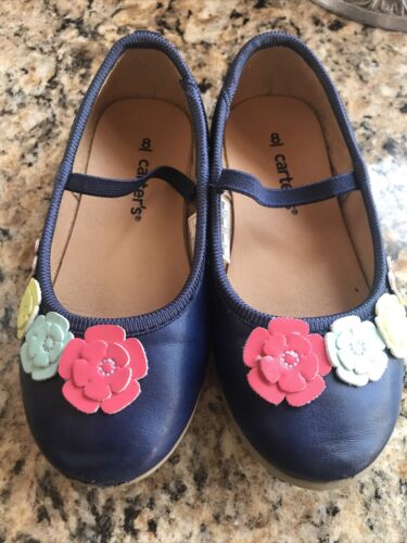 Carter’s Ballet Flats Size 8 Toddler Navy Blue Super Cute - Picture 1 of 9