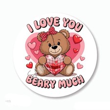 Love Beary Much Valentine's Teddy Bear Scrapbook Stickers Envelope Seals Favors