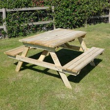 4FT 5FT 6FT WOODEN PICNIC BENCH PUB TABLE GARDEN PATIO SEAT PRESSURE TREATED