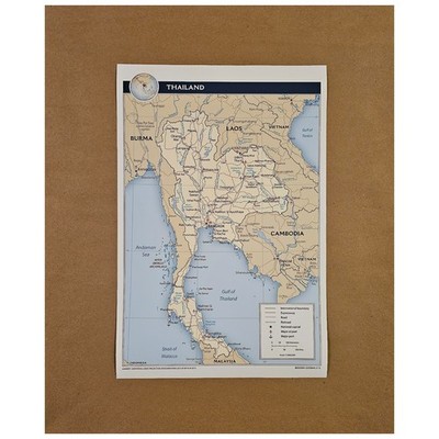 Thailand Map SE Asia Bangkok Cambodia Laos Vacation Travel Gift Print Poster Kop