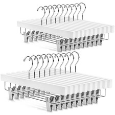 Deluxe Wooden Pants Hangers Solid Wood Bottom Jeans Hanger Skirt Hanger with ...