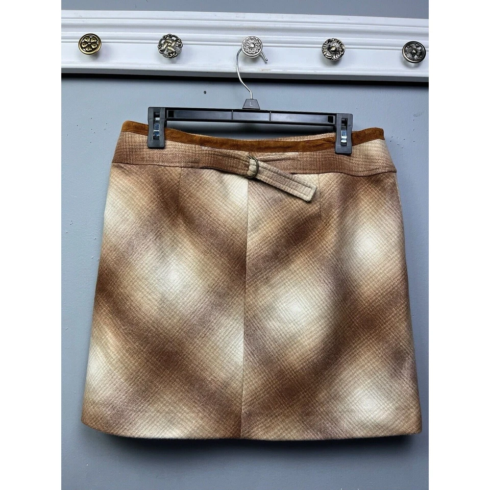 Minifalda Kenneth Cole a Cuadros para Mujer Talla 8 Tostada a Cuadros Cinturón Lateral Cremallera Forrada Foto 2 de 4