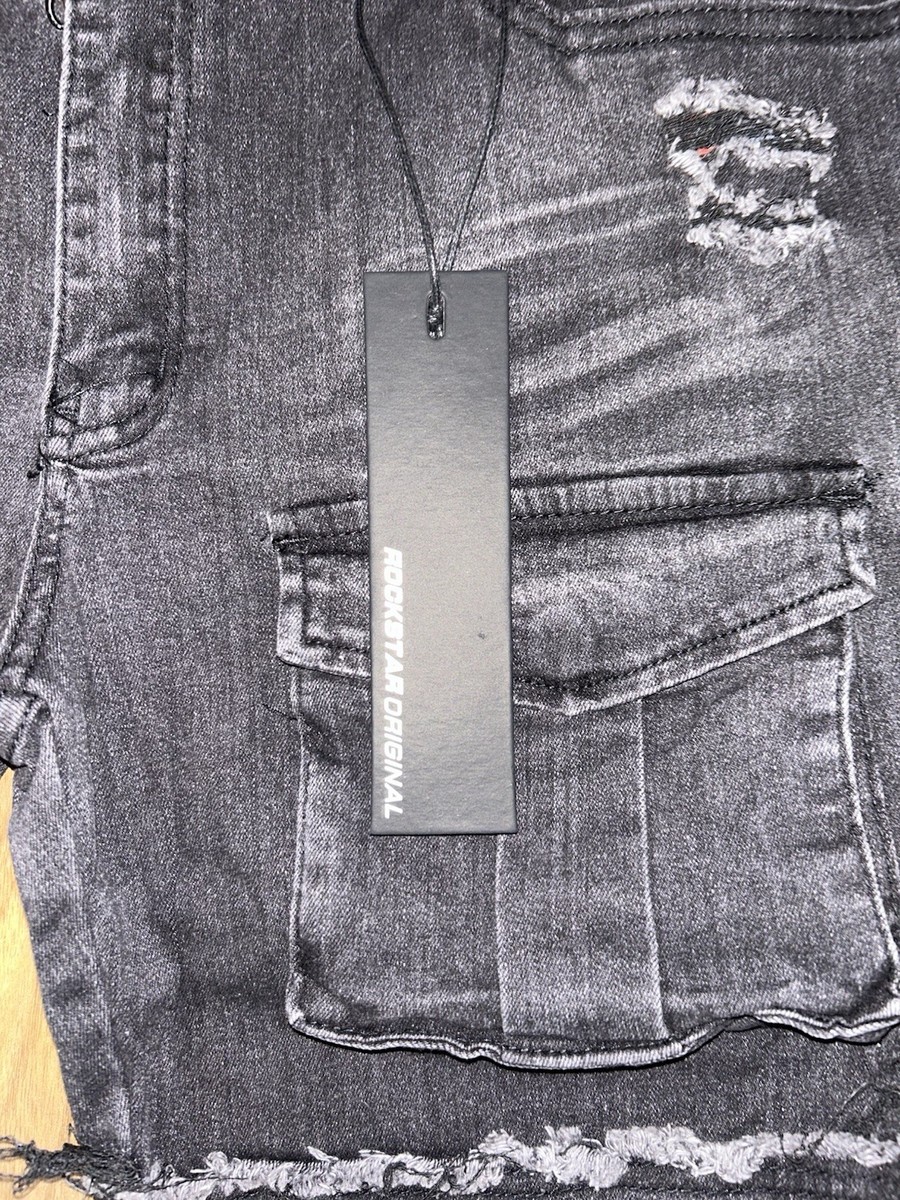 Rockstar Original Flared Denim Jeans Black Distressed Regular Fit