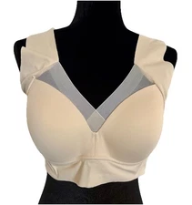 Woweny Super Soft Wireless Bra Size 2XL Beige 100% Cotton Cup