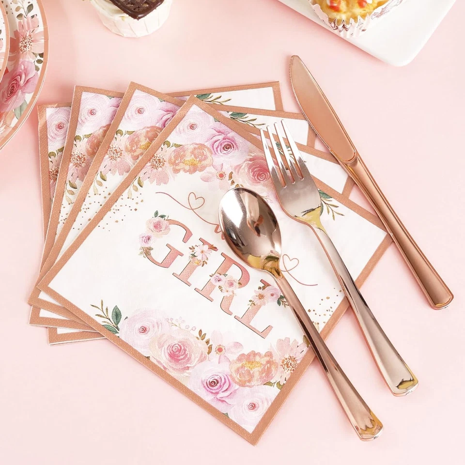 175 PIEZAS Decoraciones de Baby Shower para Niña, Platos y Tazas Florales de Baby Shower... Foto 3 de 4