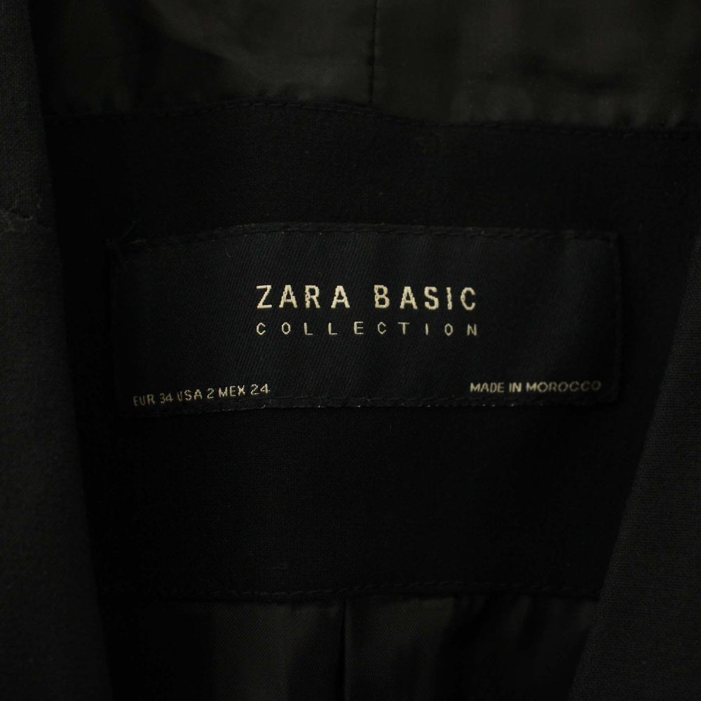 ZARA BASIC Collarless Jacket Fully Lined USA2 Bla… - image 3