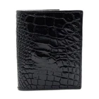 New Genuine Black Croc Leather Skin Men Bi-fold Slim Passport Wallet Free Ship.