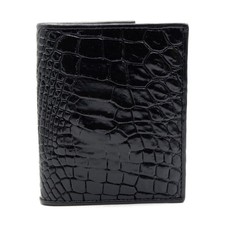 New Genuine Black Croc Leather Skin Men Bi-fold Slim Passport Wallet Free Ship.