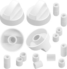 Universal White Control Knobs 4-Pack, 12 Adapters for Oven/Stove/Range