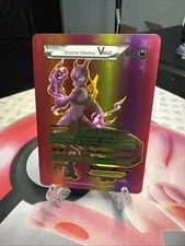 Shadow Mewtwo Vmax Rainbow Foil Fan Art Display Card, HP880 Lord Of The Shadow💥
