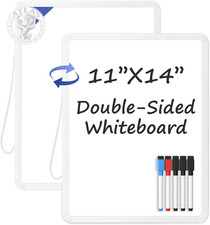 Small Wall White Board, 11" X 14" Mini Double-Sided Magnetic Dry Erase Board wit