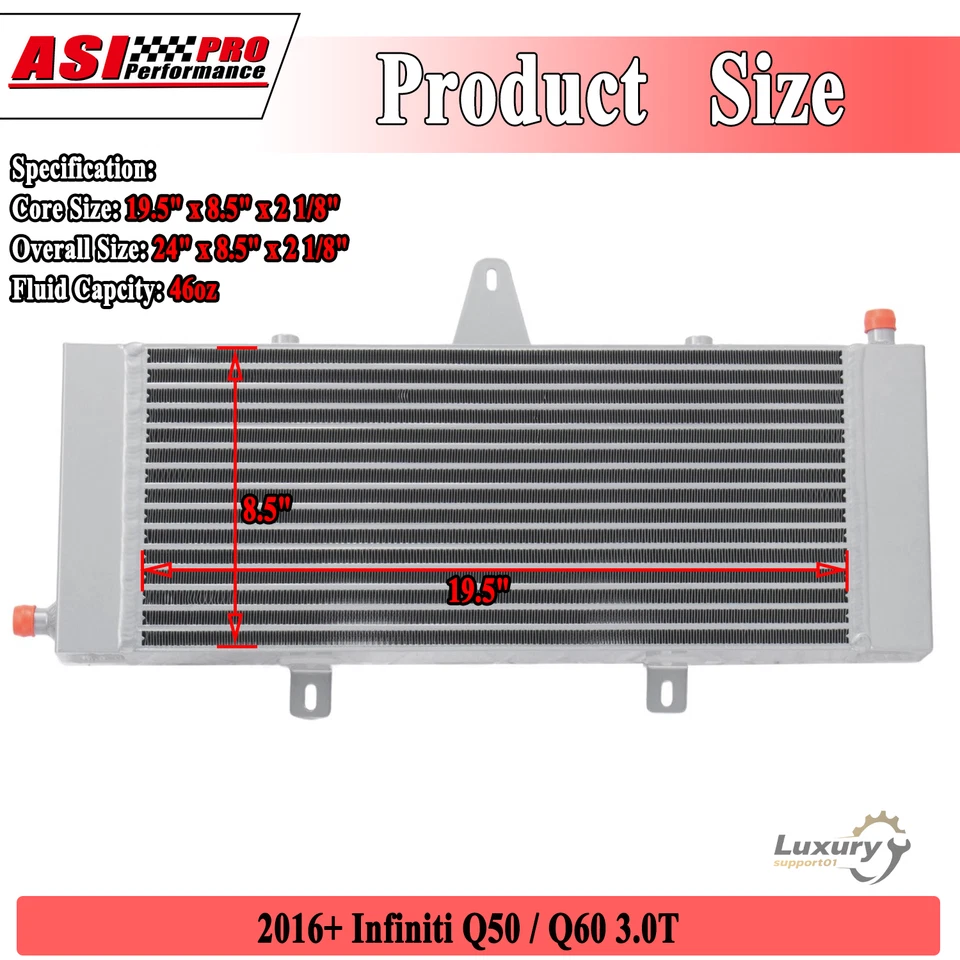 Aluminum Heat Exchanger Intercooler FOR 2016-2018+ Infiniti Q50 Q60 3.0T  US Foto 2 de 4