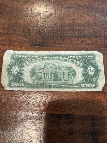1953 B Circulated Two Dollar Bill $2 Note Red Seal Old Paper Fancy A69855241A - Picture 3 of 5