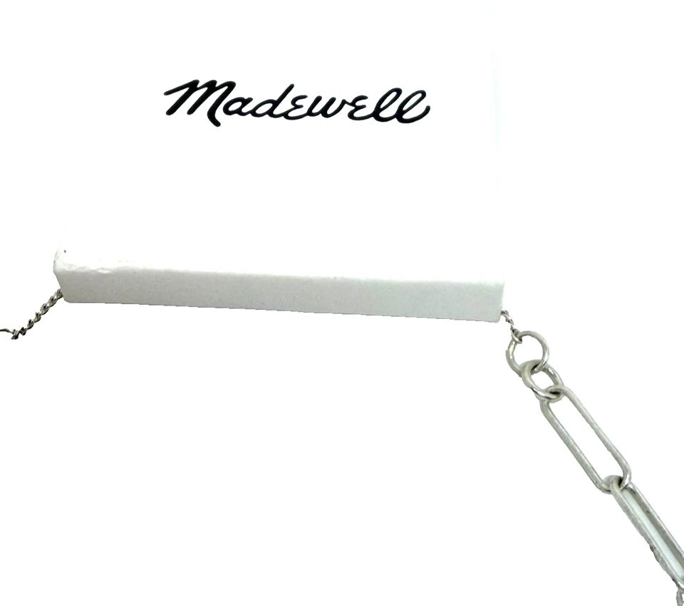 Collar de cadena con clip Madewell en plata clara 15-18" ajustable con etiquetas capas Foto 3 de 4