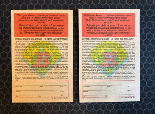 ⚾ (8) - 1989 Bowman Mickey Mantle - REPRINTS - New York Yankees ⚾ - Picture 3 of 5