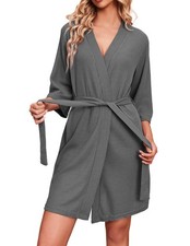 Ekouaer Robes for Women Waffle Knit Bathrobe Soft Lightweight Knee Length Lou...