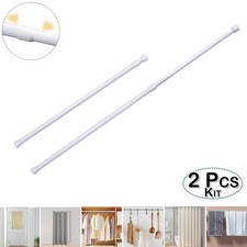 2 Pack White Spring Tension Curtain Rod Adjustable Expandable Poles for Wardrobe