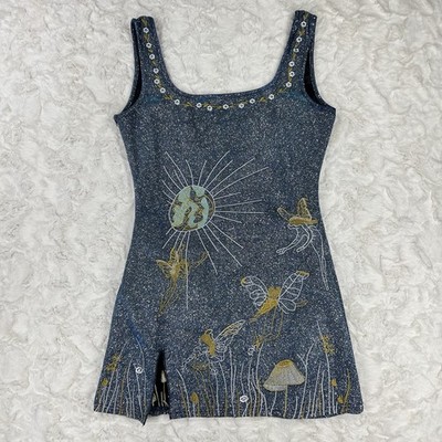 Unbranded Midnight Sparkly Party Dress Dupe Womens L Blue Mini Whimsy Fairy Fun