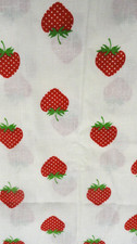 White Linen Fabric Strawberry Pattern 1 3/4 yd x 44" Material