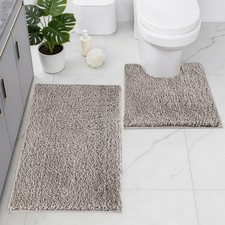 Baahrnom Bathroom Rugs Sets 2 Piece Non Slip 32" x 20" U 24" x 20", Grey
