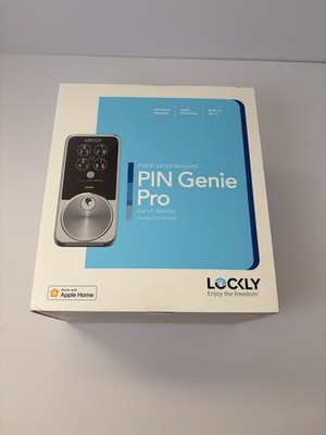 Lockly Pin Genie Pro Satin Nickel Deadbolt Apple Home Key Wi-Fi Smart Lock