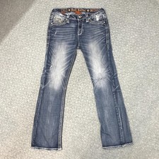 Rock Revival Jeans Womens 28 Blue Ferry Easy Boot Embellished Flap Pockets