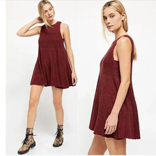 Free People Womens Waterfall Knit Sleeveless Sweaterdress Red Size XS