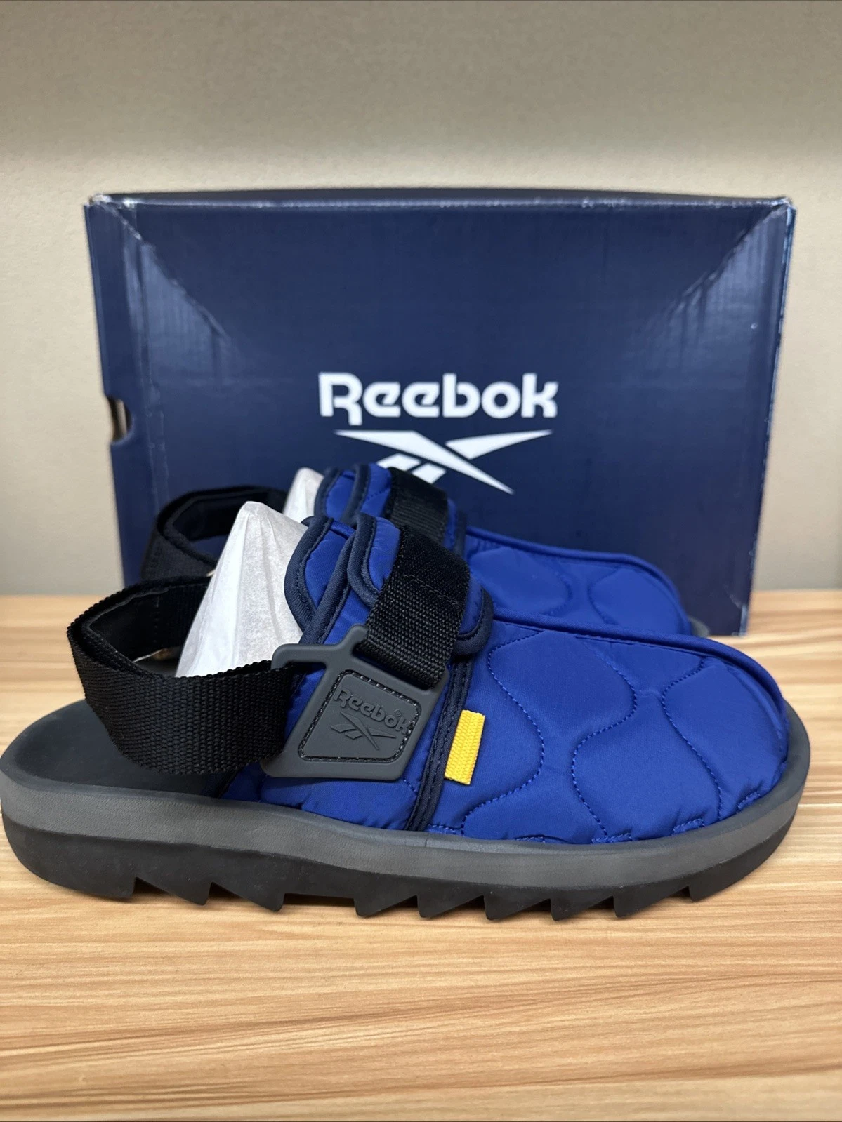 Sandali Reebok Beatnik tessuto blu nero prezzo al dettaglio consigliato $120 da uomo taglia 9