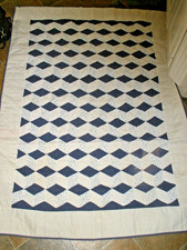 Handmade Lap or Baby Quilted Quilt Blue  White 42"x58" EUC T88A 