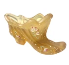 Fenton Amber Gold Hand Painted Slipper Shoe 95th Anniv.. Signed Michael Fenton