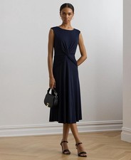 Lauren Ralph Lauren Women's Twist-Front Cap-Sleeve Stretch Jersey Dress