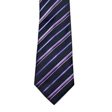 Men's Versa Black and Purple Striped Silk Tie NWOT