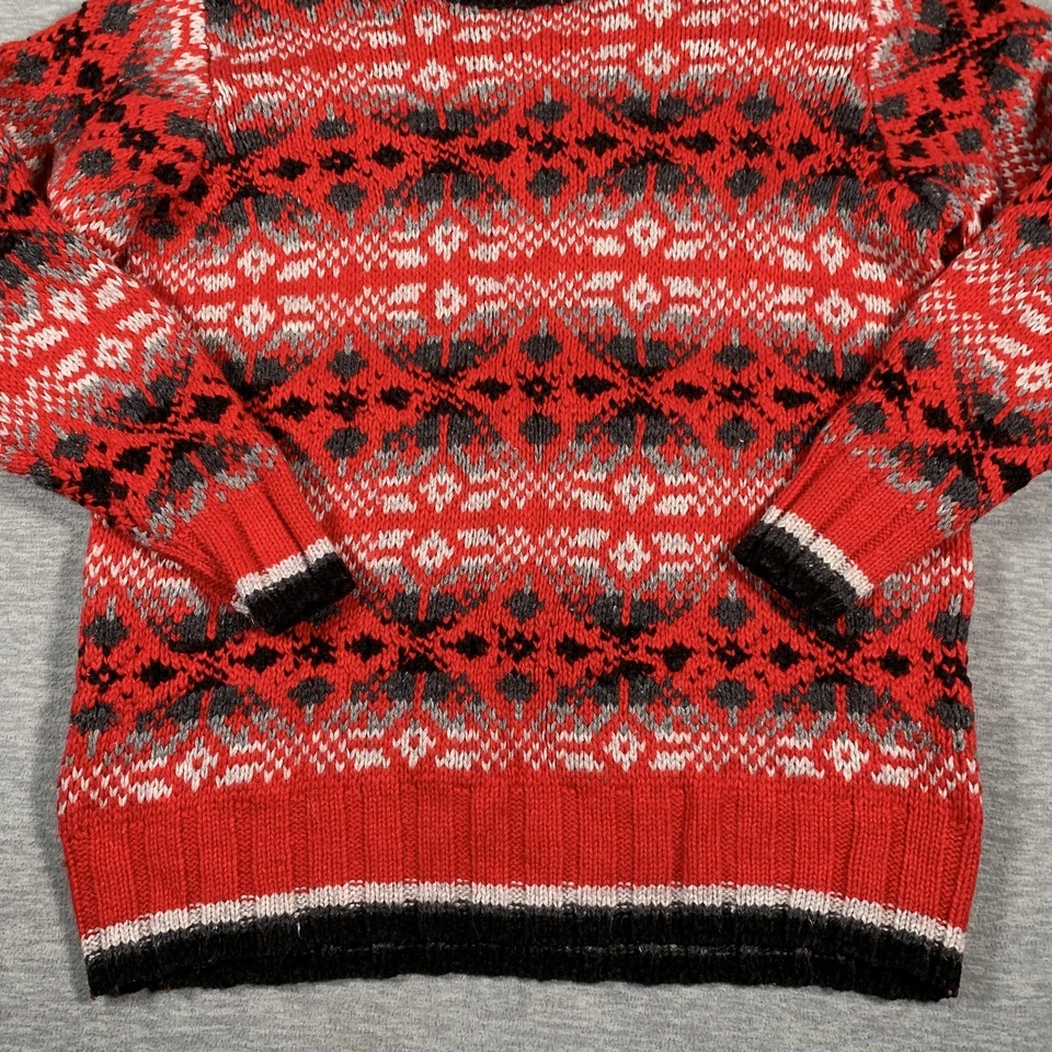 Свитер женский Marsh Landing средний красный черный Fair Isle ручная вязка круглый вырез Ramie - Изображение 3 из 4