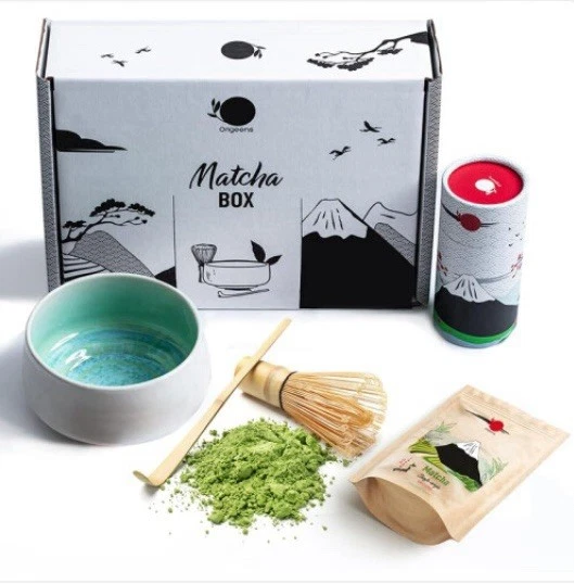 Organic Matcha Set – Ceramic Chawan, Whisk, Chashaku, Gift