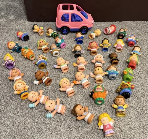 Fisher-Price Little People Vintage Lot of 42 Figures Babies, Holiday + a Car