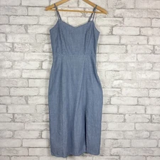 J.CREW FACTORY NWT 100% Cotton Women's Chambray Slip Blue Midi Dress sz 4 CA217