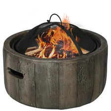 Outsunny Fire Pit with Spark Screen and Poker 18" Wood-burning Brazier