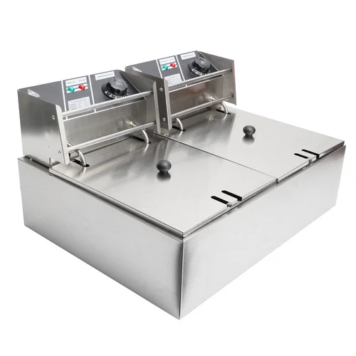 Doppel Friteuse 12L Edelstahl Frittöse 5000W Küche Hotels Elektro Fritteusen DE - Bild 6 von 7