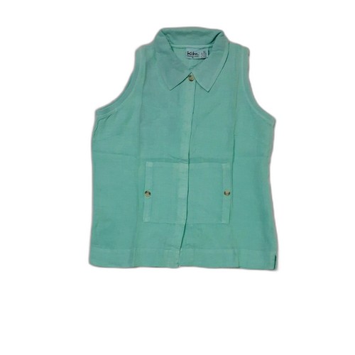 Blusa para mujer Kiko verde blusa top 100 % lino talla M #148 - Imagen 3 de 7