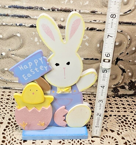 Set of 3 Colorful Wooden Easter Decorations Tabletop & Door Hanger - Picture 4 of 15