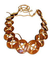 Vintage Tortoise Shell and Leather Ladies Belt Size S