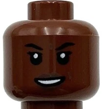 Lego New Reddish Brown Minifigure Head Dual Sided Female Dark Brown Lips Part