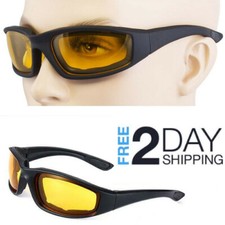 Sun Glasses Night Vision Driving Padded Yellow Motorcycle Riding Cycling Unisex