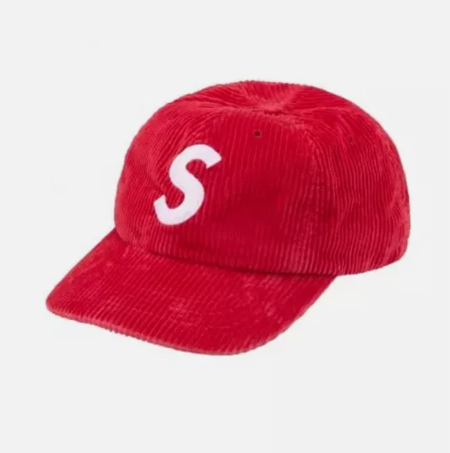 Supreme Corduroy S Logo FW24 rouge vif (unisexe) neuf avec sac Supreme et autocollant