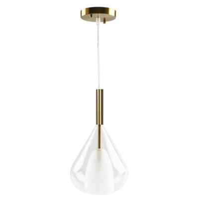 TOZING 10'' 1-Light Gold Cottage Clear Glass Shade Teardrop Dome Hanging Pendant